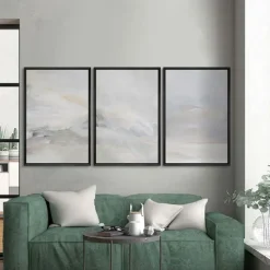 Handmade Wall Art Pastel painting handmade Abstract Gray Landscape Painting Eclectic Minimalist Modern Art Neutral seascape Painting Wall Decor Framed Canvas Gray painting