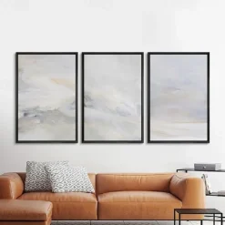 Handmade Wall Art Pastel painting handmade Abstract Gray Landscape Painting Eclectic Minimalist Modern Art Neutral seascape Painting Wall Decor Framed Canvas Gray painting