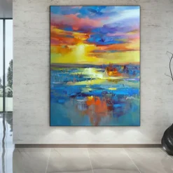 Handmate Oil PaintingCanvasWall Art DecorationAbstract Knife PaintingLandscape Yellowfor Home Decor Rolled Frameless Unstretched Painting