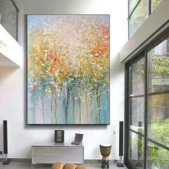 Handmate Oil PaintingCanvasWall Art DecorationAbstract Knife PaintingLandscape Yellowfor Home Decor Rolled Frameless Unstretched Painting