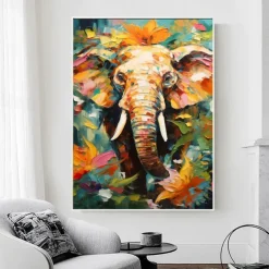 Handpaint Elephant Canvas Oil Painting Large Wall Art Contemporary Art Aesthetic Decor Home Decoration Housewarming Gift dea No Frame