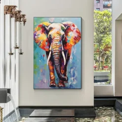 Handpaint Elephant Canvas Oil Painting Large Wall Art Contemporary Art Aesthetic Decor Home Decoration Housewarming Gift dea No Frame