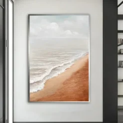 Handpainted Large Wall Art Abstract Ocean Painting 3D Ocean Texture Painting Ocean Waves Painting Original Ocean Art Original Beach Home Decor Stretched Frame Ready to Hang