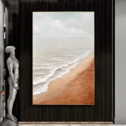 Handpainted Large Wall Art Abstract Ocean Painting 3D Ocean Texture Painting Ocean Waves Painting Original Ocean Art Original Beach Home Decor Stretched Frame Ready to Hang