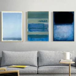 Handpainted Sky Blue Mark Rothko Canvas Painting Abstract Art Decor Modern Wall Art Contemporary Painting Home Decor Gift Stretched Frame Ready to Hang