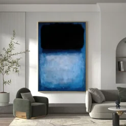 Handpainted Sky Blue Mark Rothko Canvas Painting Abstract Art Decor Modern Wall Art Contemporary Painting Home Decor Gift Stretched Frame Ready to Hang