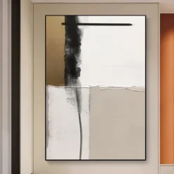 Handpainted White Nordic Painting Large Canvas Paintings Beige Texture Wall Art white Abstract Art Living Room Decor No Frame