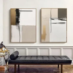 Handpainted White Nordic Painting Large Canvas Paintings Beige Texture Wall Art white Abstract Art Living Room Decor No Frame