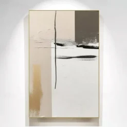 Handpainted White Nordic Painting Large Canvas Paintings Beige Texture Wall Art white Abstract Art Living Room Decor No Frame