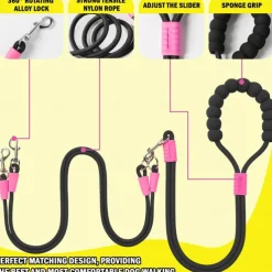 Hands Free Double Dog Leash, No Tangle Double Dog Leash, Adjustable Handles Fit Small, Medium and Large Dogs