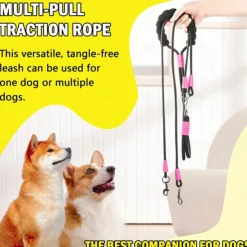 Hands Free Double Dog Leash, No Tangle Double Dog Leash, Adjustable Handles Fit Small, Medium and Large Dogs