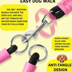 Hands Free Double Dog Leash, No Tangle Double Dog Leash, Adjustable Handles Fit Small, Medium and Large Dogs