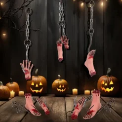 Hanging Broken Hand and Foot Horror Severed Hands Feet Broken Limbs Halloween Decorations for Haunted House Party Decor