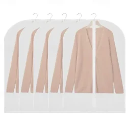 Hanging Garment Bags Clear (24X40 inch/ 5Pcs) Lightweight Clear Suit Bag Full Zipper Dust-Proof Clothes Cover Bags Hanging Garment Bags for Clothes with Closet Storage and Travel
