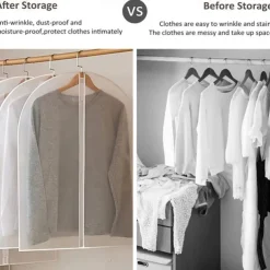 Hanging Garment Bags Clear (24X40 inch/ 5Pcs) Lightweight Clear Suit Bag Full Zipper Dust-Proof Clothes Cover Bags Hanging Garment Bags for Clothes with Closet Storage and Travel
