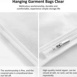 Hanging Garment Bags Clear (24X40 inch/ 5Pcs) Lightweight Clear Suit Bag Full Zipper Dust-Proof Clothes Cover Bags Hanging Garment Bags for Clothes with Closet Storage and Travel