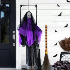 Hanging Ghost Decoration Creepy Lace Fabric Pendant for Halloween Bar and Decor for Parties Lightweight and Scary Design