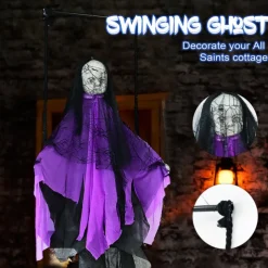 Hanging Ghost Decoration Creepy Lace Fabric Pendant for Halloween Bar and Decor for Parties Lightweight and Scary Design