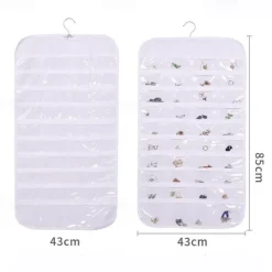 Hanging Jewelry Organizer Storage With Pocket Double Sided 80Grids Necklace Bracelet Earring Jewelry Display Organizer