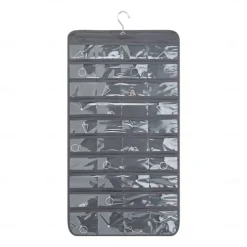 Hanging Jewelry Organizer Bag with 80 Pockets - Double-Sided Rotating Hook for Necklaces, Earrings, Dust-Proof Wall-Mounted Display Pouch for Accessories