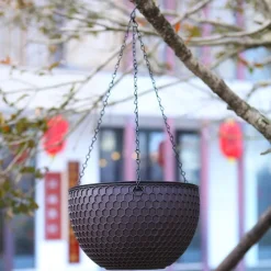 Hanging Planters Self Watering Hanging Baskets Dark Grey For Indoor Outdoor Plants Flower Plant Pots