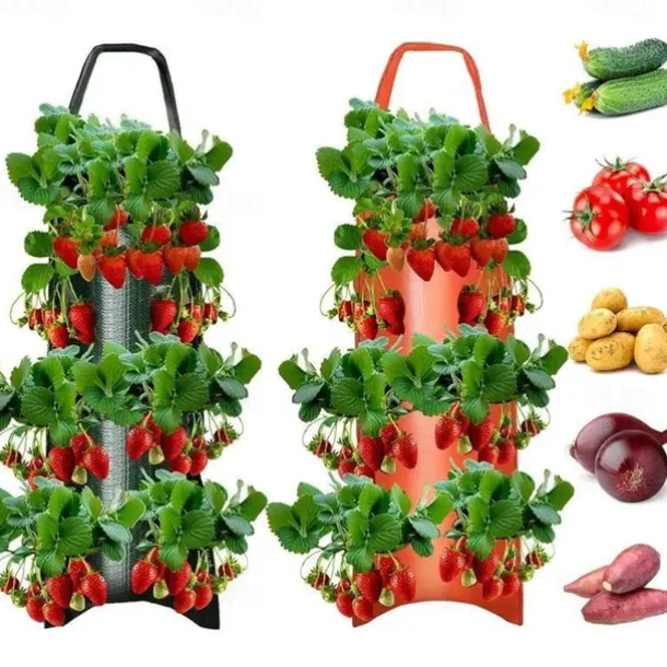 Hanging Strawberry Grow Bag, Strawberry Grow Bag With 8 Holes For Strawberry Tomato And Pepper Upside Down Tomato Grow Bag, Vegetable Grow Bag, Gardening Supplies