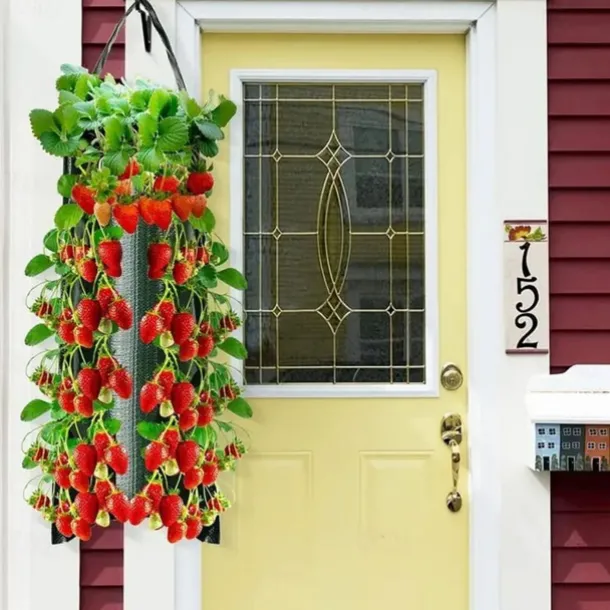 Hanging Strawberry Grow Bag, Strawberry Grow Bag With 8 Holes For Strawberry Tomato And Pepper Upside Down Tomato Grow Bag, Vegetable Grow Bag, Gardening Supplies