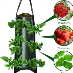 Hanging Strawberry Grow Bag, Strawberry Grow Bag With 8 Holes For Strawberry Tomato And Pepper Upside Down Tomato Grow Bag, Vegetable Grow Bag, Gardening Supplies