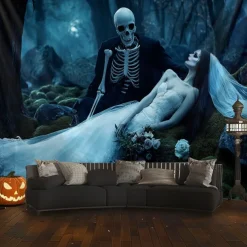 Hanging Tapestry Skeleton Bride Wall Art Large Tapestry Mural Decor Photograph Backdrop Blanket Curtain Home Bedroom Living Room Decoration