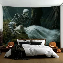 Hanging Tapestry Skeleton Bride Wall Art Large Tapestry Mural Decor Photograph Backdrop Blanket Curtain Home Bedroom Living Room Decoration