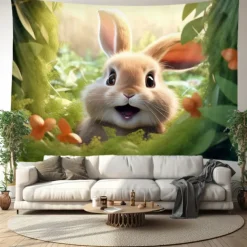Hanging Tapestry Wall Art Large Tapestry Bunny Animal Mural Decor Photograph Backdrop Blanket Curtain Home Bedroom Living Room Decoration