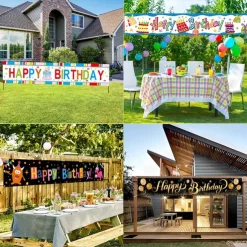 Happy Birthday Banner, Birthday Banner Decorations, Birthday Outdoor & Indoor Hanging Decor, Holidays Party Decor Supplies 300*50cm (10ft*18.9 Inch)
