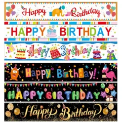Happy Birthday Banner, Birthday Banner Decorations, Birthday Outdoor & Indoor Hanging Decor, Holidays Party Decor Supplies 300*50cm (10ft*18.9 Inch)