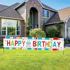 Happy Birthday Banner, Birthday Banner Decorations, Birthday Outdoor & Indoor Hanging Decor, Holidays Party Decor Supplies 300*50cm (10ft*18.9 Inch)