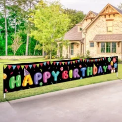Happy Birthday Banner, Birthday Banner Decorations, Birthday Outdoor & Indoor Hanging Decor, Holidays Party Decor Supplies 300*50cm (10ft*18.9 Inch)