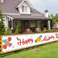 Happy Birthday Banner, Birthday Banner Decorations, Birthday Outdoor & Indoor Hanging Decor, Holidays Party Decor Supplies 300*50cm (10ft*18.9 Inch)