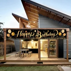 Happy Birthday Banner, Birthday Banner Decorations, Birthday Outdoor & Indoor Hanging Decor, Holidays Party Decor Supplies 300*50cm (10ft*18.9 Inch)