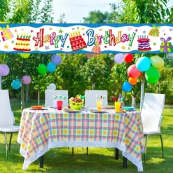 Happy Birthday Banner, Birthday Banner Decorations, Birthday Outdoor & Indoor Hanging Decor, Holidays Party Decor Supplies 300*50cm (10ft*18.9 Inch)