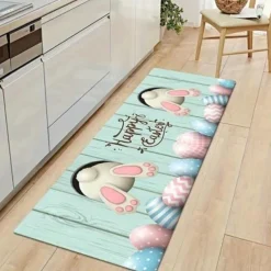 Happy Easter Bunny Area Rug Kitchen Mat Non-Slip Oil Proof Floor Mat Livingroom Rug Indoor Outdoor Mat Bedroom Decor Bathroom Mat Entrance Rug Door Mat