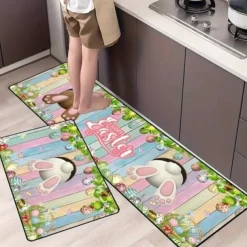 Happy Easter Bunny Area Rug Kitchen Mat Non-Slip Oil Proof Floor Mat Livingroom Rug Indoor Outdoor Mat Bedroom Decor Bathroom Mat Entrance Rug Door Mat