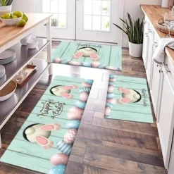 Happy Easter Bunny Area Rug Kitchen Mat Non-Slip Oil Proof Floor Mat Livingroom Rug Indoor Outdoor Mat Bedroom Decor Bathroom Mat Entrance Rug Door Mat