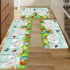 Happy Easter Bunny Area Rug Kitchen Mat Non-Slip Oil Proof Floor Mat Livingroom Rug Indoor Outdoor Mat Bedroom Decor Bathroom Mat Entrance Rug Door Mat