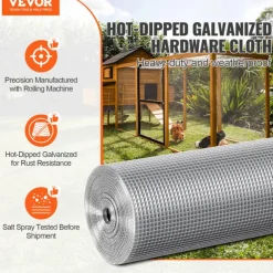 Hardware Cloth, Hot Dipped Galvanized Wire Mesh Roll, Chicken Wire Fencing, Wire Mesh for Rabbit Cages, Garden, Small Rodents
