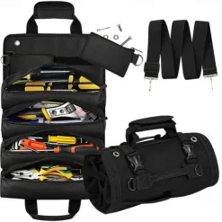 Hardware Tool Roll Storage Bag, Oxford Cloth Tool Pouch, Crossbody & Carry Tool Organizer, Vehicle Tool Storage Roll