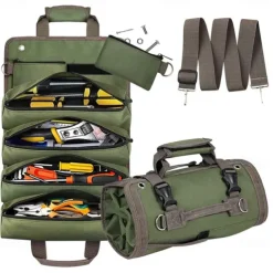 Hardware Tool Roll Storage Bag, Oxford Cloth Tool Pouch, Crossbody & Carry Tool Organizer, Vehicle Tool Storage Roll