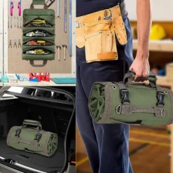Hardware Tool Roll Storage Bag, Oxford Cloth Tool Pouch, Crossbody & Carry Tool Organizer, Vehicle Tool Storage Roll