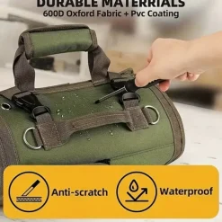Hardware Tool Roll Storage Bag, Oxford Cloth Tool Pouch, Crossbody & Carry Tool Organizer, Vehicle Tool Storage Roll