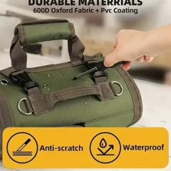 Hardware Tool Roll Storage Bag, Oxford Cloth Tool Pouch, Crossbody & Carry Tool Organizer, Vehicle Tool Storage Roll