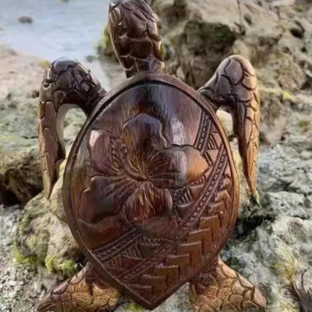 Hawaiian Turtle Carving Ocean Decor, Resin Carved Turtle Beach Bathroom Decor, Seaside Tropical sea Turtle Decor for Bathroom Decor Wall Art, Restroom, Beach
