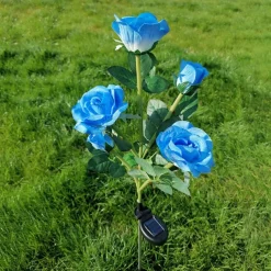 5-Head LED Solar Rose Orchid Flower Light - Waterproof Outdoor Pathway Garden Lamp, Simulation Lawn Light for Wedding, Party & Landscape Decor